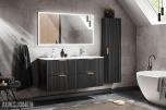 Komplett baderomspakke ADEL BLACK 120 cm – dobbelservant, Geberit, vegghengt toalett og Hansgrohe  
